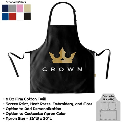 Cotton Twill Bib Apron - 26"W X 30"L