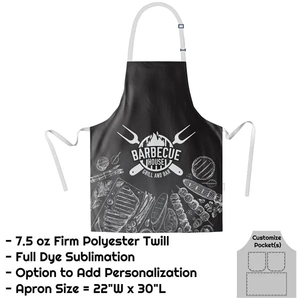 Poly Twill Sublimation Bib Apron - 22"W X 30"L