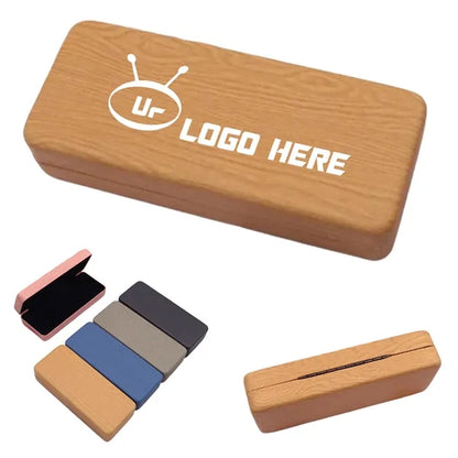 Wooden Grain Leather Glasses Case