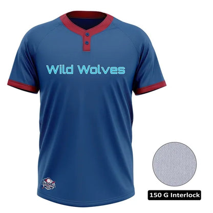 Men's and Kids' Sublimation 2-Button Baseball Jersey - 150G
