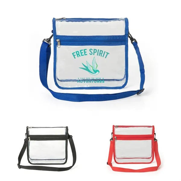 ClearPass Crossbody Bag w/ Front Zipper Pocket 10" x 2.5"