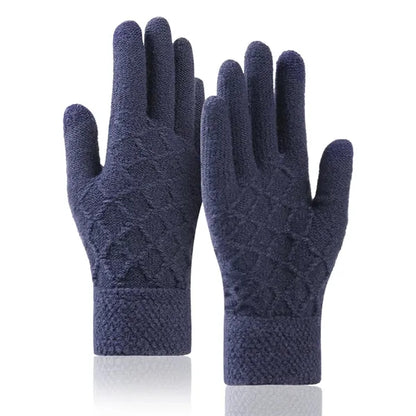 Adult Stretch Diamond Lattice Cable Knit Gloves with