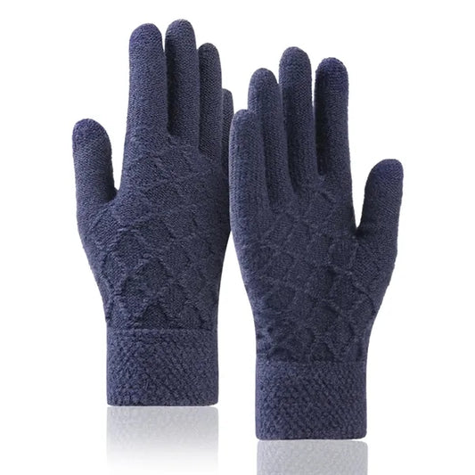 Adult Stretch Diamond Lattice Cable Knit Gloves with