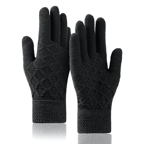 Adult Stretch Diamond Lattice Cable Knit Gloves with