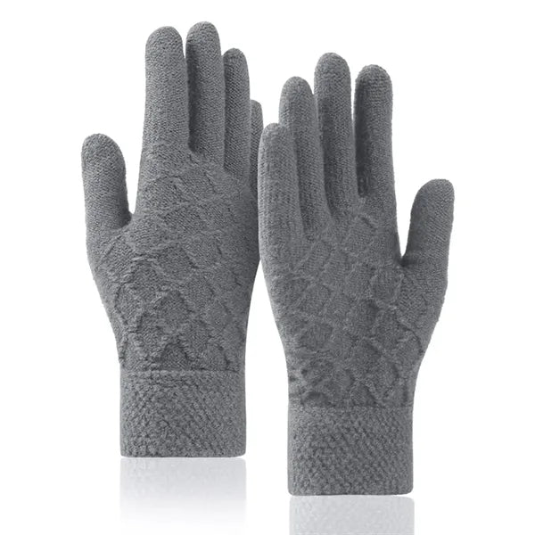 Adult Stretch Diamond Lattice Cable Knit Gloves with