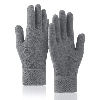 Adult Stretch Diamond Lattice Cable Knit Gloves with
