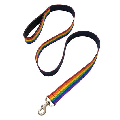 Rainbow Polyester Leash with Snap Carabiner and Loop Handle