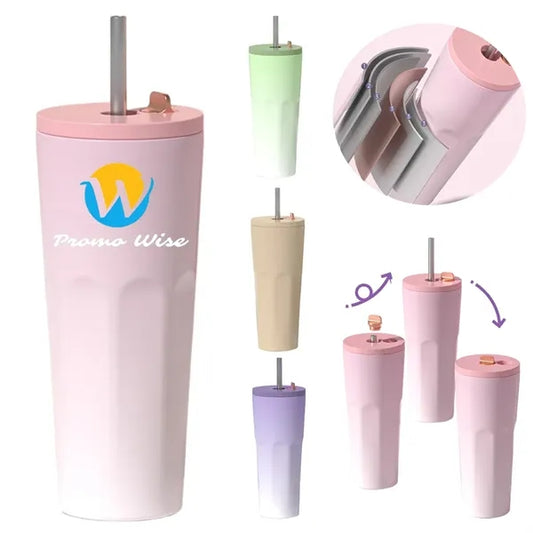 24-oz Leakproof Insulated Stainless Steel Tumbler with Straw