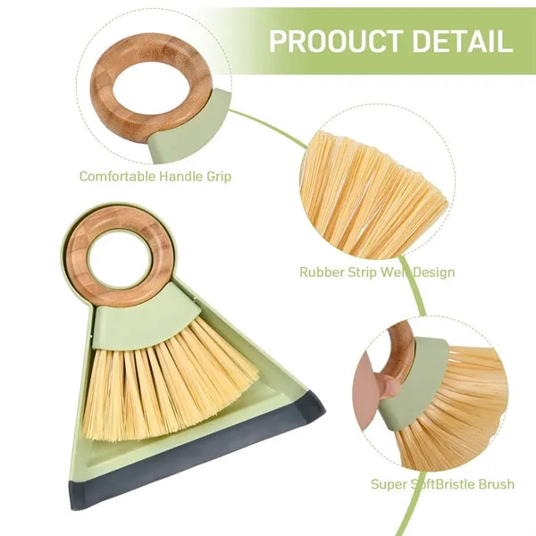 Compact Eco-Friendly Easy Storage Bamboo Broom Dustpan Set