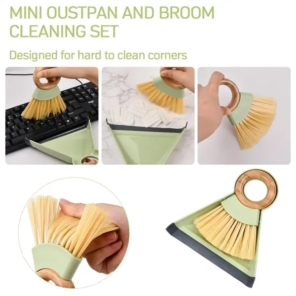 Compact Eco-Friendly Easy Storage Bamboo Broom Dustpan Set