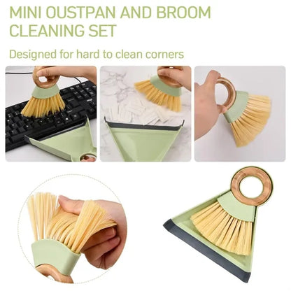 Compact Eco-Friendly Easy Storage Bamboo Broom Dustpan Set