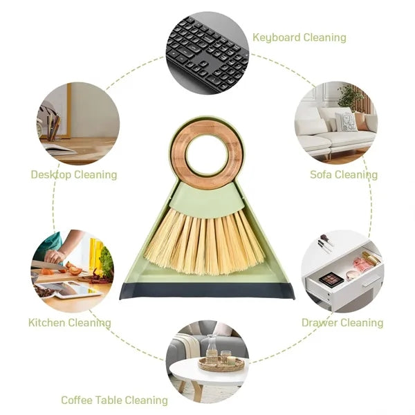 Compact Eco-Friendly Easy Storage Bamboo Broom Dustpan Set
