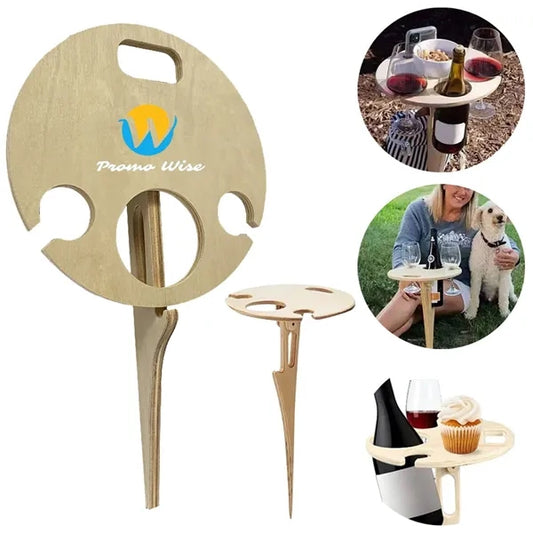 Portable Compact Foldable Wooden Outdoor Wine Table