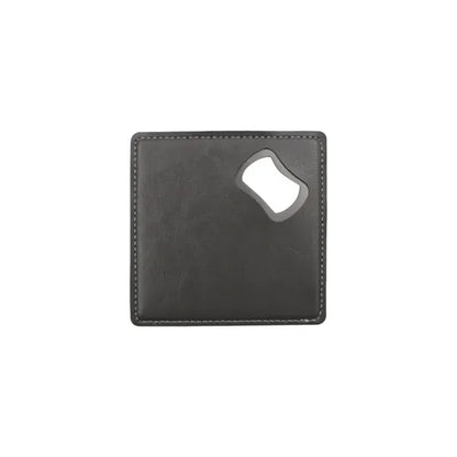 PU Leather-Wrapped Stainless Steel Can Opener Coaster