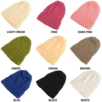 Standard Diamond Cable Knit Cuffed Beanie with Custom Logo