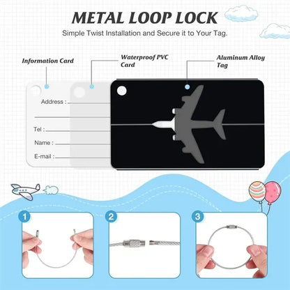 Metal Travel Luggage Tags With Stainless Loop