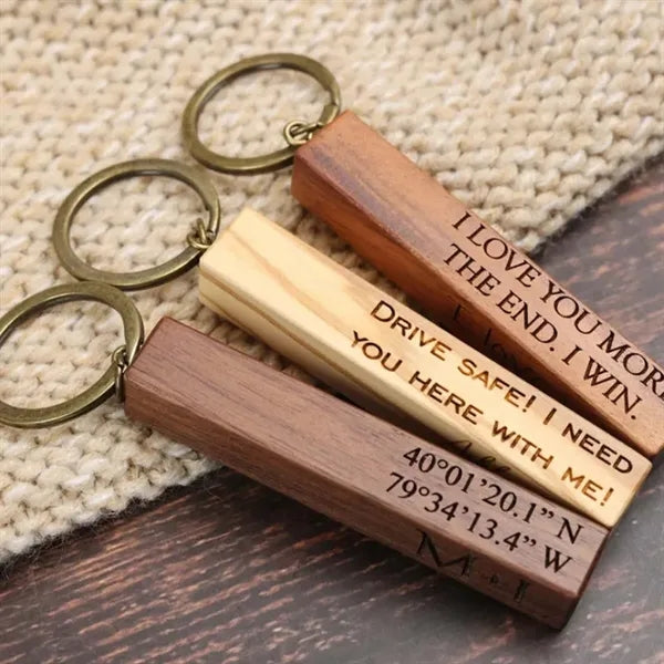 Wedding travel souvenir portable natural wood bar keychain