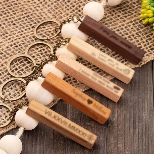 Wedding travel souvenir portable natural wood bar keychain