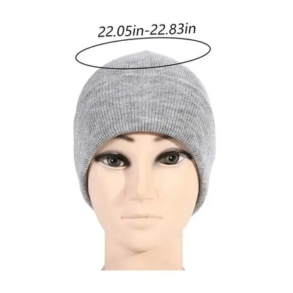 Unisex winter ski cuffed plain skull knit hat cap beanie