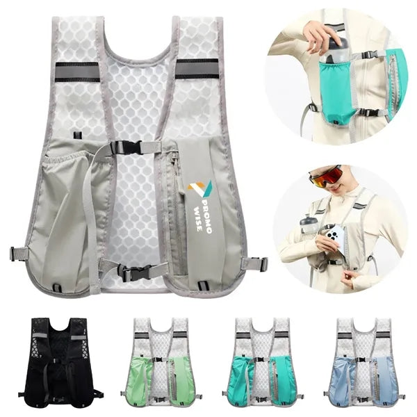 Lightweight Reflective Multi-Pocket Hydration Running Vest
