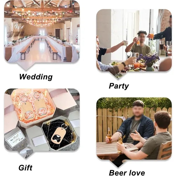 Party favors bar portable wooden keychain bottle opener