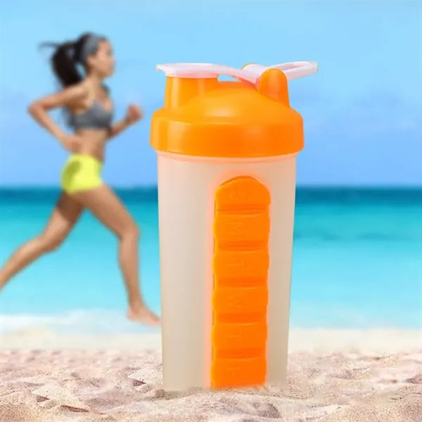 24oz 2-in-1 Leakproof Detachable Pill Box Shaker Bottle