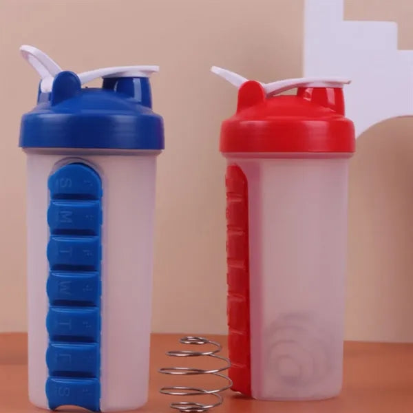24oz 2-in-1 Leakproof Detachable Pill Box Shaker Bottle
