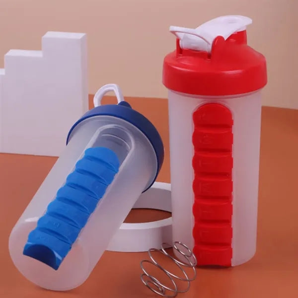 24oz 2-in-1 Leakproof Detachable Pill Box Shaker Bottle