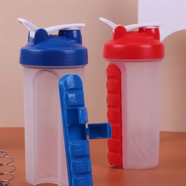 24oz 2-in-1 Leakproof Detachable Pill Box Shaker Bottle