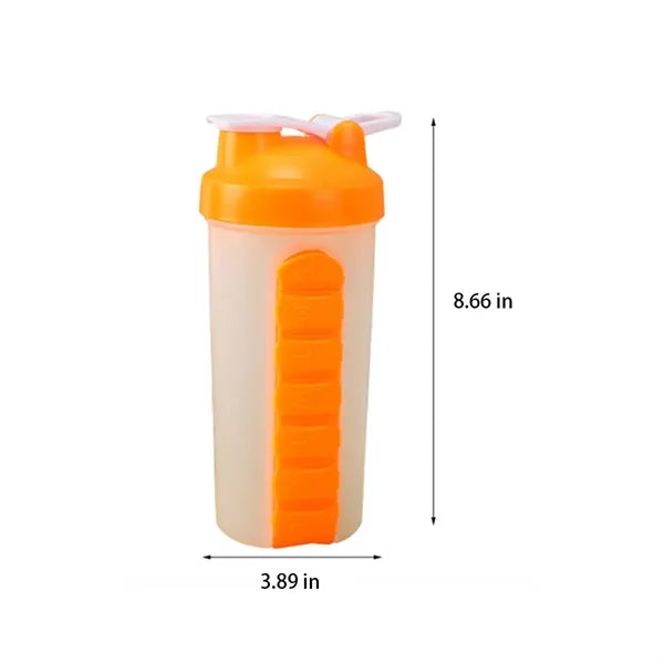 24oz 2-in-1 Leakproof Detachable Pill Box Shaker Bottle