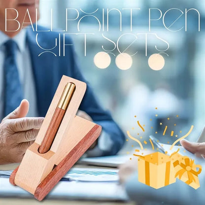 Business writing wooden ballpoint pen gift set with case