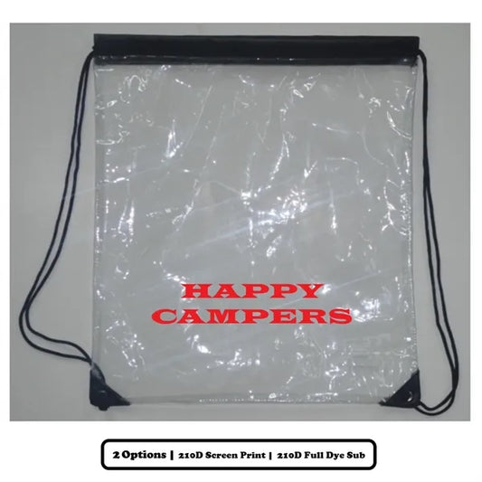 Screen Printed Clear Polyester Drawstring Bag