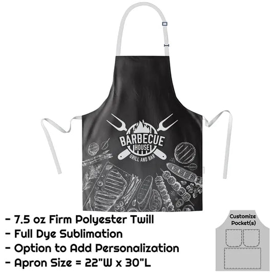 Poly Twill Sublimation Bib Apron - 22"W X 30"L