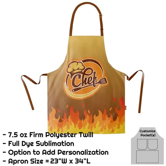Poly Twill Sublimation Bib Apron - 23"W X 34"L