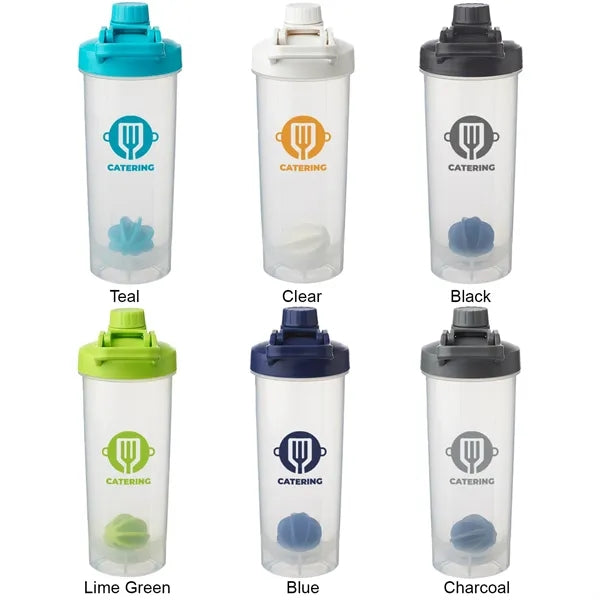 Durable Plastic Shaker Bottle with Mixer Handle