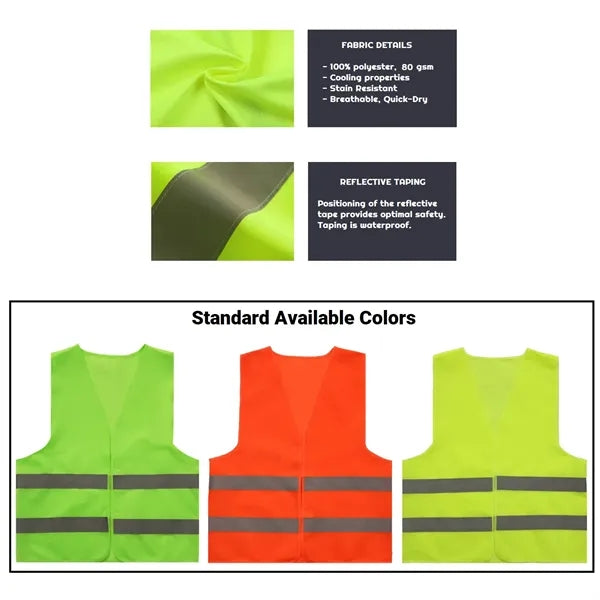 VISIPRO Unisex Hook & Loop Reflective Safety Vest with Bands