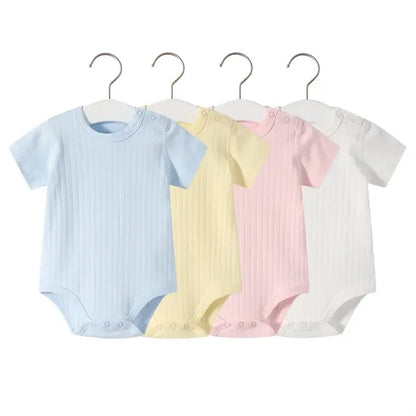 Solid Color Short Sleeve Cotton Baby Bodysuit