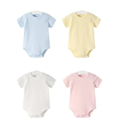 Solid Color Short Sleeve Cotton Baby Bodysuit