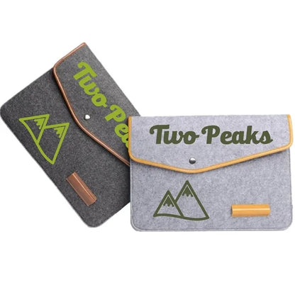 Felt Laptop Sleeve with PU Trim, Pen Holder, and Button