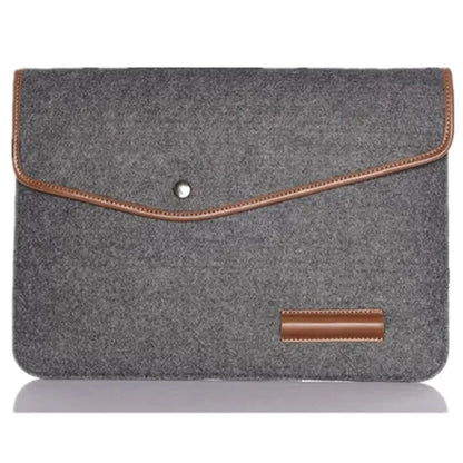 Felt Laptop Sleeve with PU Trim, Pen Holder, and Button
