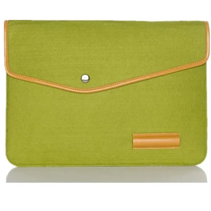 Felt Laptop Sleeve with PU Trim, Pen Holder, and Button