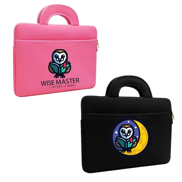 Laptop Sleeve with Zip Closure, Front Pocket, and Handles -