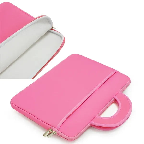 Laptop Sleeve with Zip Closure, Front Pocket, and Handles -