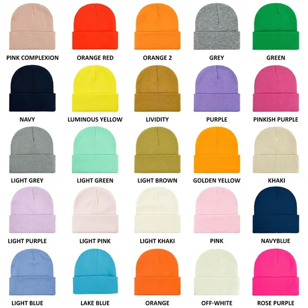 Classic Ribbed Cuffed Beanie with Custom Logo - 100% Acrylic