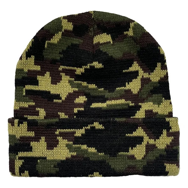 Camo Pattern Cuffed Beanie with Custom Logo - 100% Acrylic
