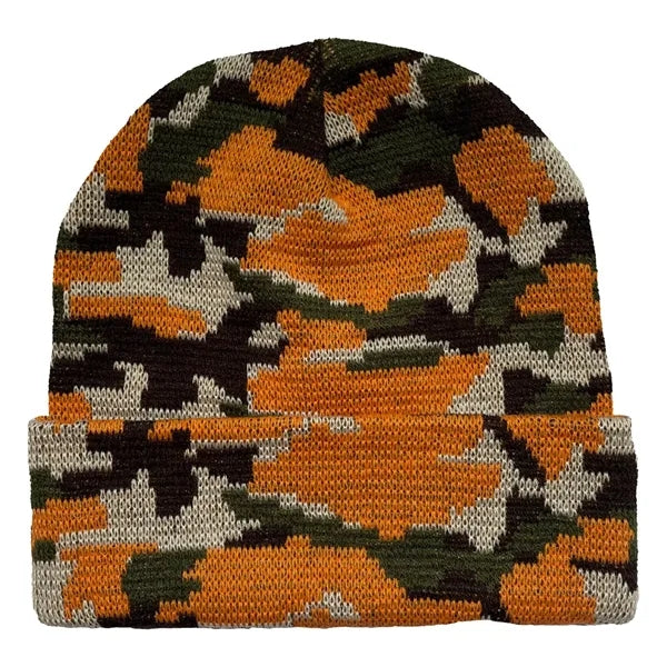 Camo Pattern Cuffed Beanie with Custom Logo - 100% Acrylic