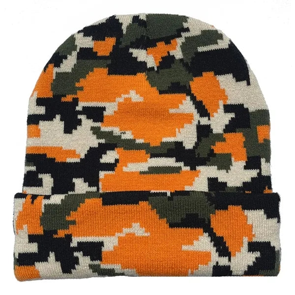 Camo Pattern Cuffed Beanie with Custom Logo - 100% Acrylic