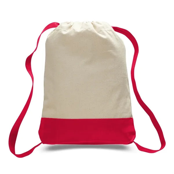Canvas Sport Backpack with Contrasting Straps & Trim