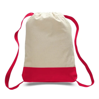 Canvas Sport Backpack with Contrasting Straps & Trim