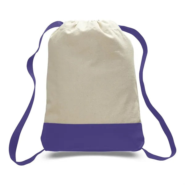 Canvas Sport Backpack with Contrasting Straps & Trim
